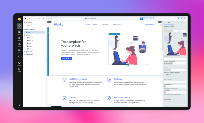 Sivuston muokkaustyökalut uudistuivat, lisää tehoa ja joustavuutta ylläpitoon