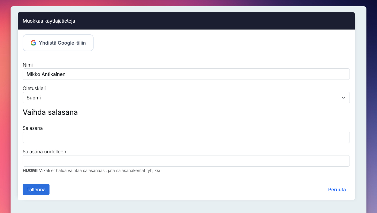 Kaksivaiheinen tunnistautuminen Google-tilin avulla